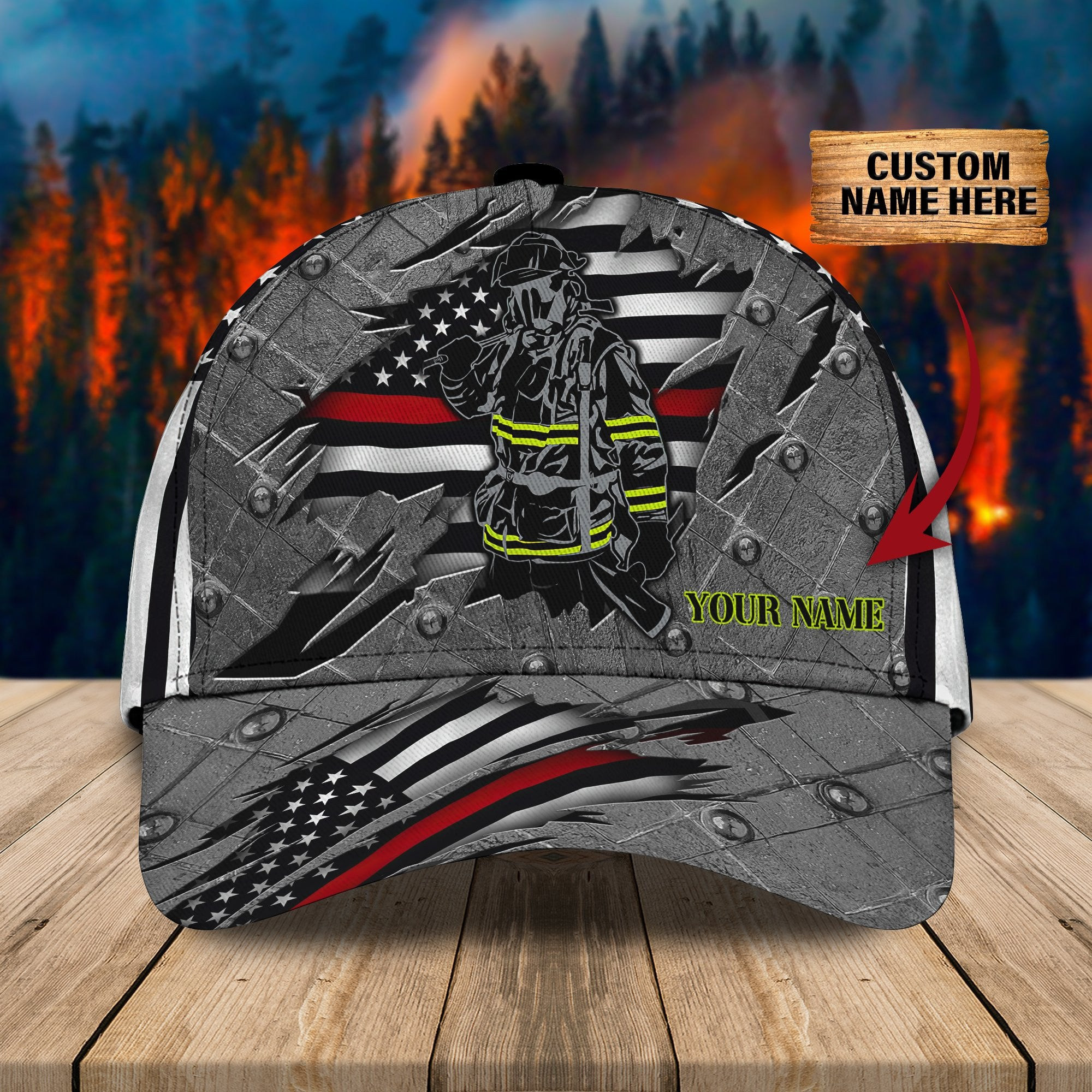 Adeenyc Firefighter - Personalized Name Classic Cap For Firefighter Trucker Hats Custom Hats Gifts For Men & Women