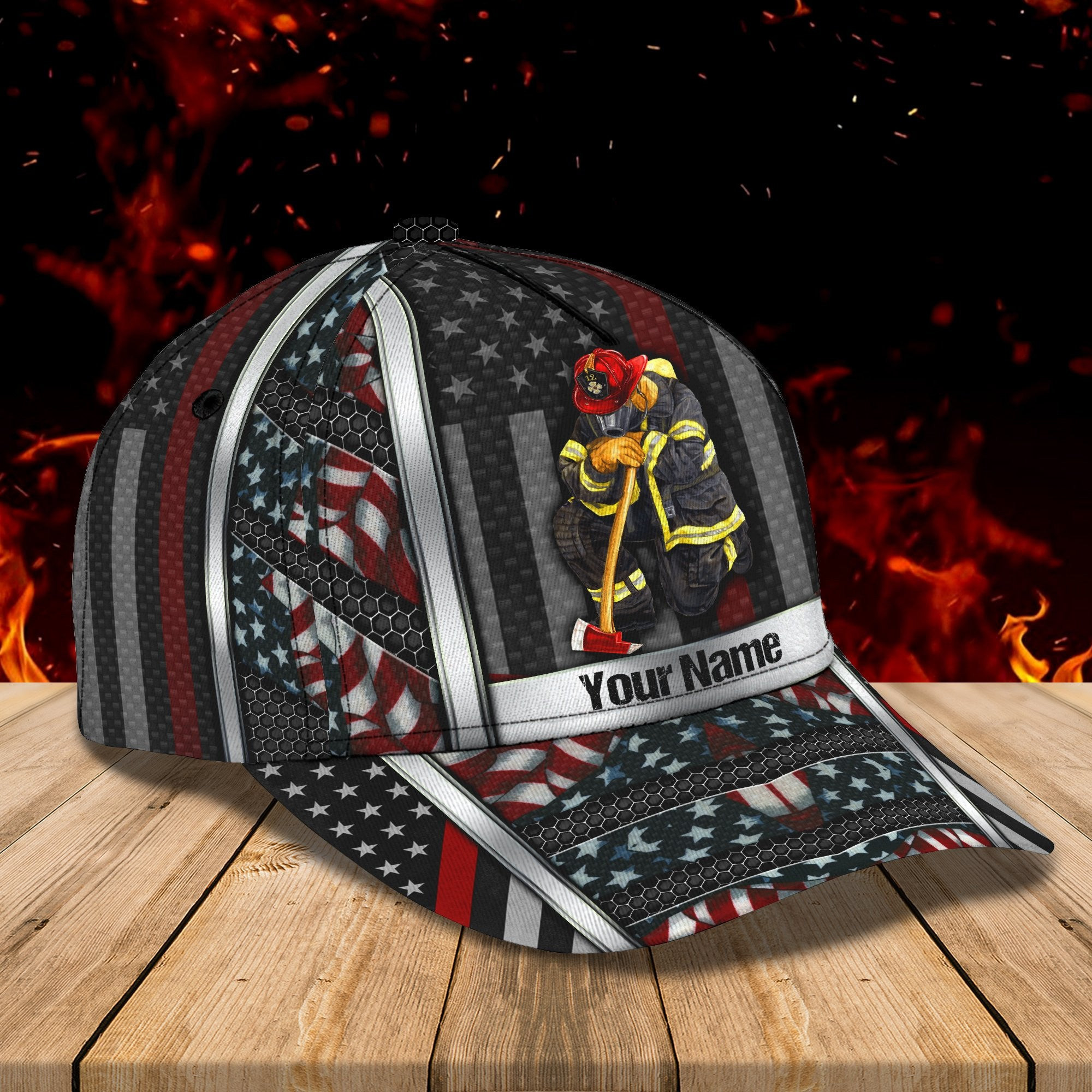 Adeenyc Firefighter - Personalized Name Classic Cap For Firefighter Trucker Hats Custom Hats Gifts For Men & Women