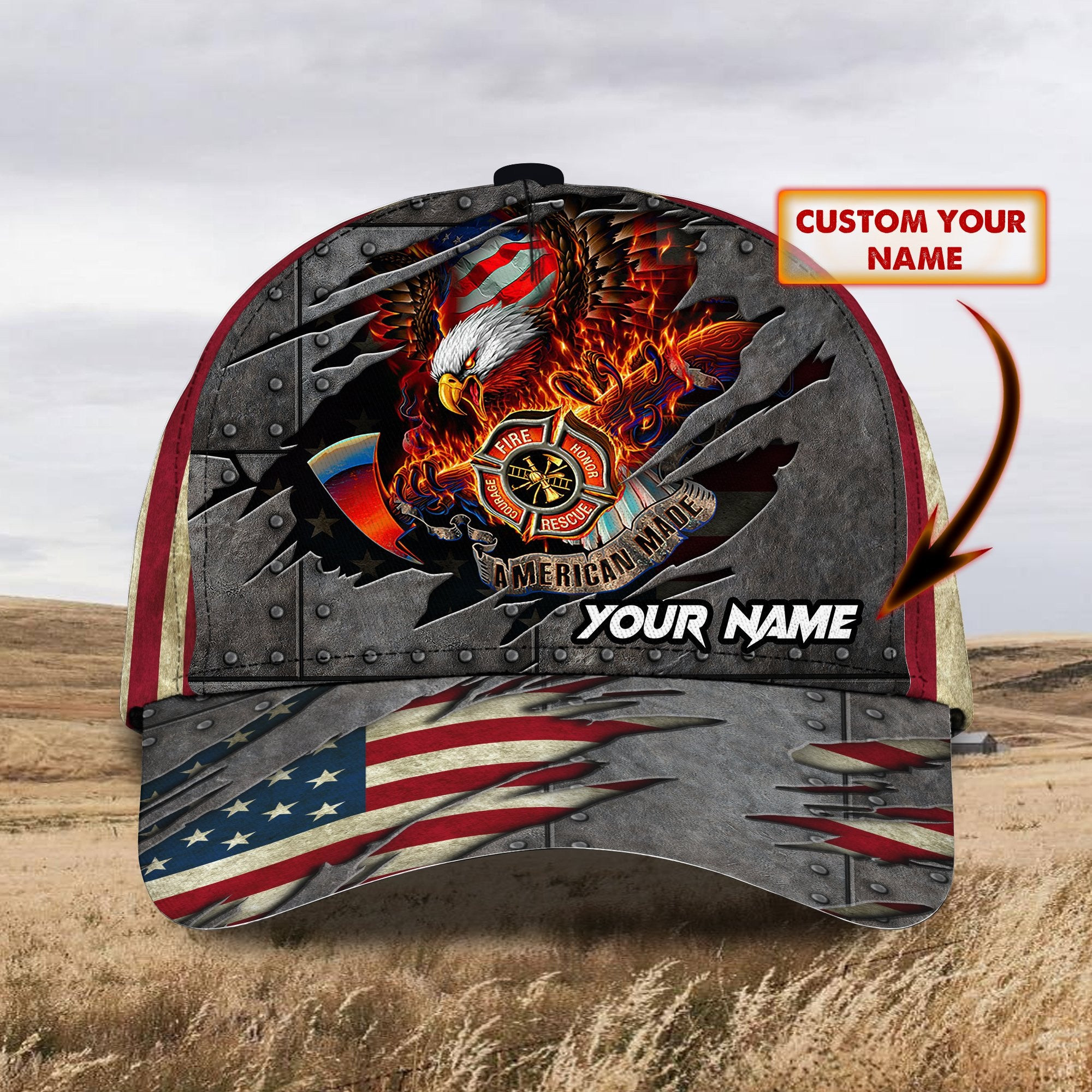 Adeenyc Firefighter - Personalized Name Classic Cap For Firefighter Trucker Hats Custom Hats Gifts For Men & Women