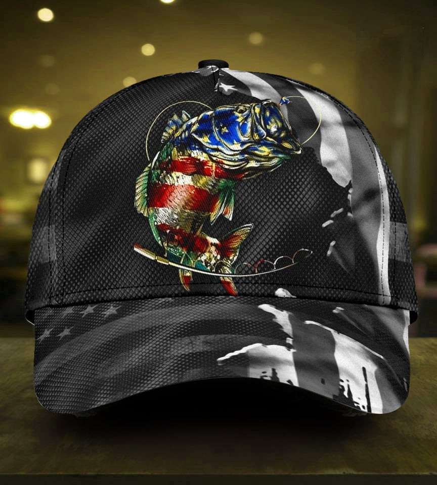 Adeenyc - Fishing American Flag Classic Cap Baseball Hat Trucker Hats Custom Hats Gifts For Men & Women