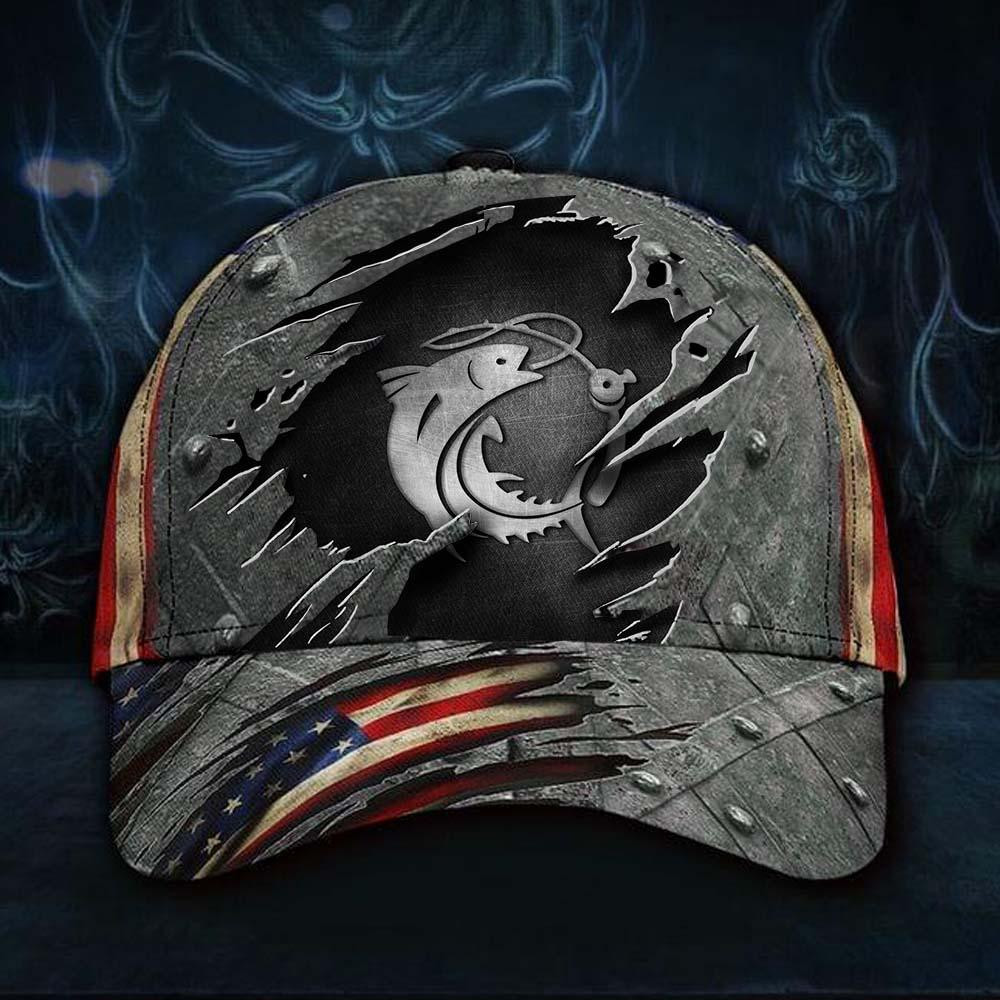 Adeenyc Fishing Cap American Flag Hat 3D Printed Vintage Unique Mens Cap Fishing Gift For Dad Classic Cap Trucker Hats Custom Hats Gifts For Men & Women