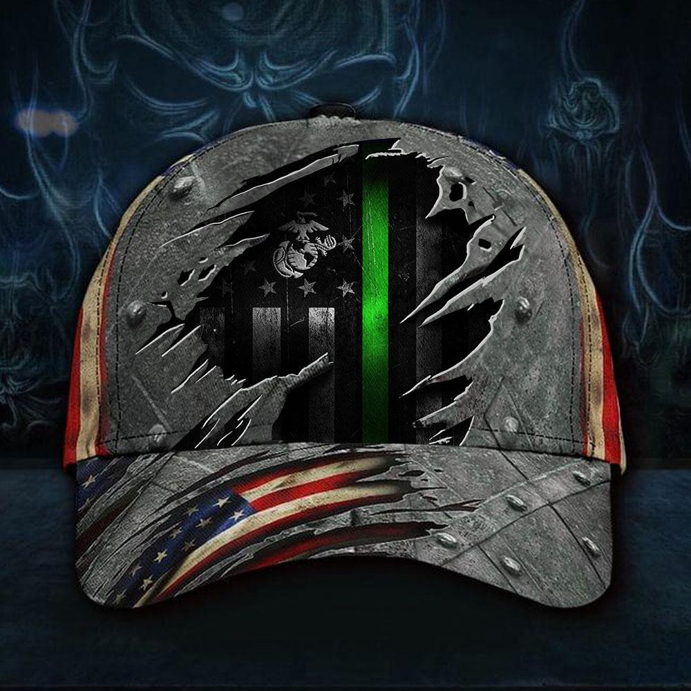 Adeenyc Flag US Marine Veteran Cap Hat Old Retro Vintage Hat Classic Cap Trucker Hats Custom Hats Gifts For Men & Women