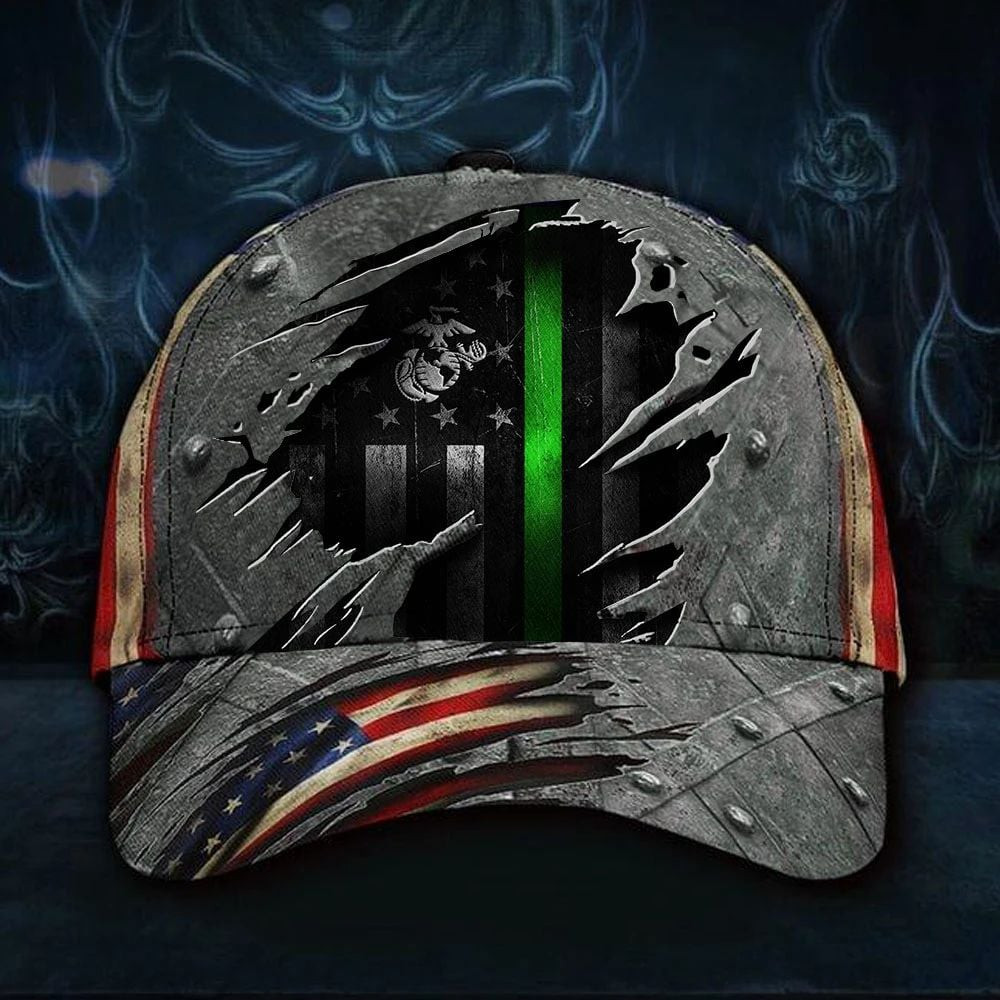 Adeenyc Flag US Marine Veteran Classic Cap Hat Old Retro Vintage Hat Trucker Hats Custom Hats Gifts For Men & Women