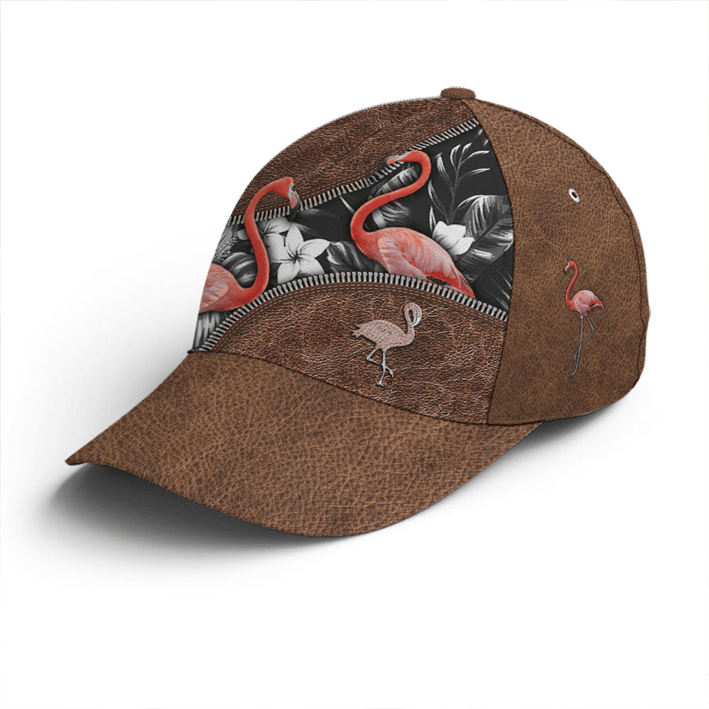 Adeenyc Flamingo Tropical Flower Patterns Leather Style Baseball Cap Trucker Hats Custom Hats Gifts For Men & Women