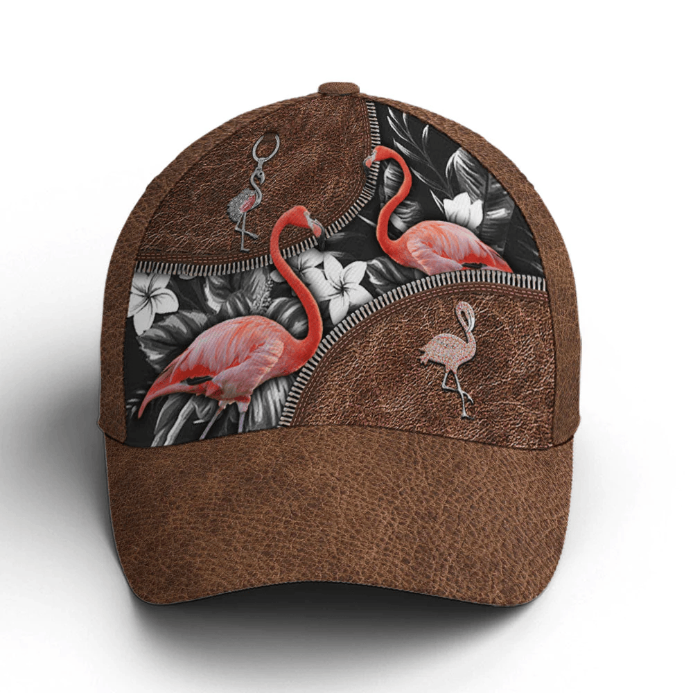 Adeenyc Flamingo Tropical Flower Patterns Leather Style Baseball Cap Trucker Hats Custom Hats Gifts For Men & Women