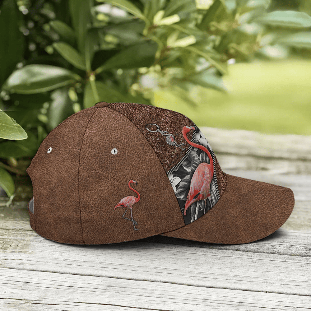 Adeenyc Flamingo Tropical Flower Patterns Leather Style Baseball Cap Trucker Hats Custom Hats Gifts For Men & Women