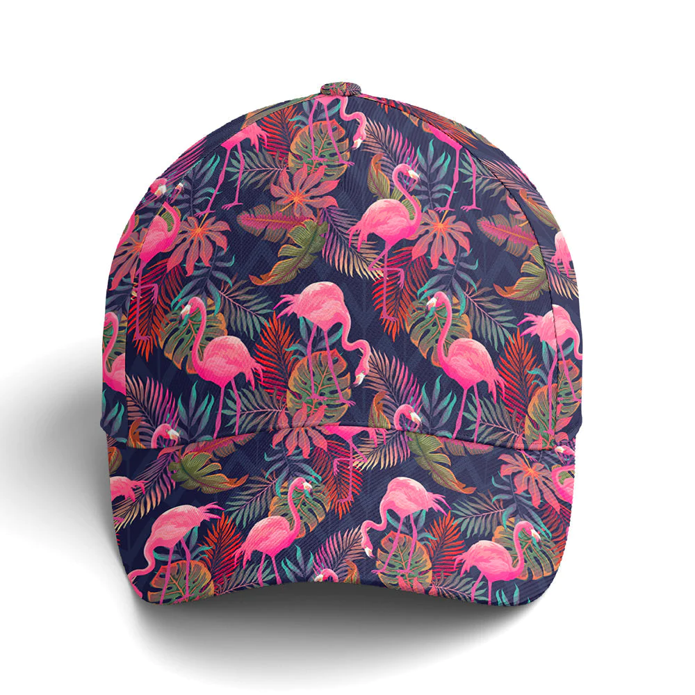 Adeenyc Flamingo Tropical Pattern Baseball Cap All Over Print Trucker Hats Custom Hats Gifts For Men & Women