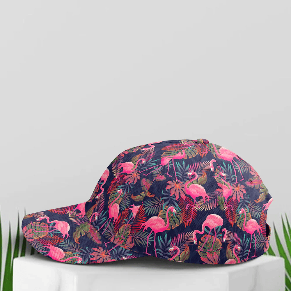 Adeenyc Flamingo Tropical Pattern Baseball Cap All Over Print Trucker Hats Custom Hats Gifts For Men & Women