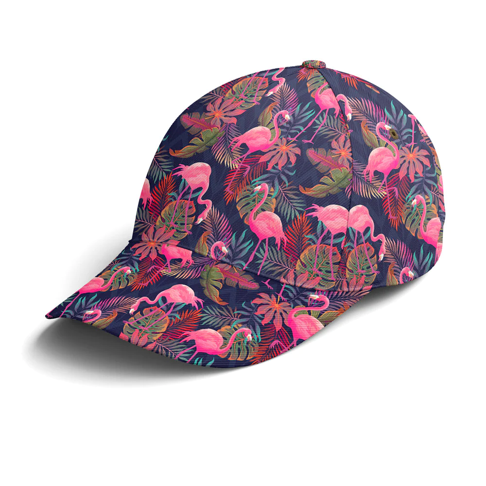 Adeenyc Flamingo Tropical Pattern Baseball Cap All Over Print Trucker Hats Custom Hats Gifts For Men & Women