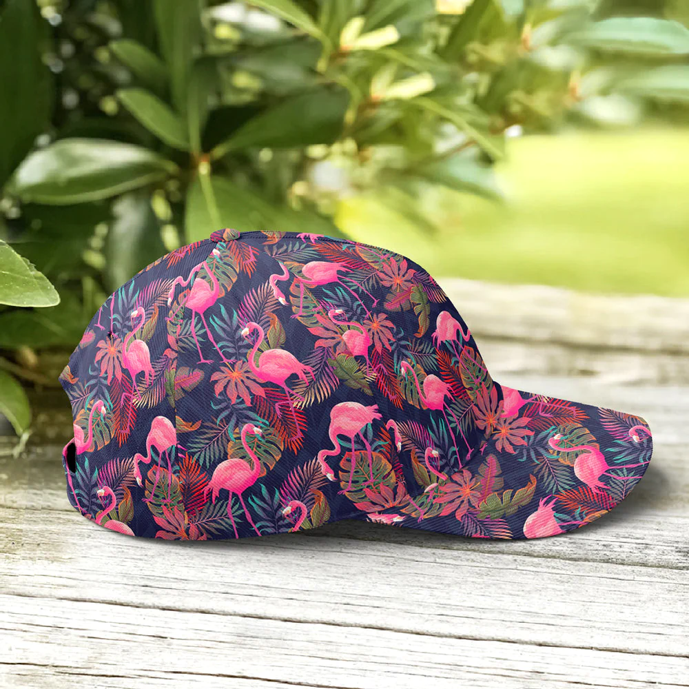 Adeenyc Flamingo Tropical Pattern Baseball Cap All Over Print Trucker Hats Custom Hats Gifts For Men & Women