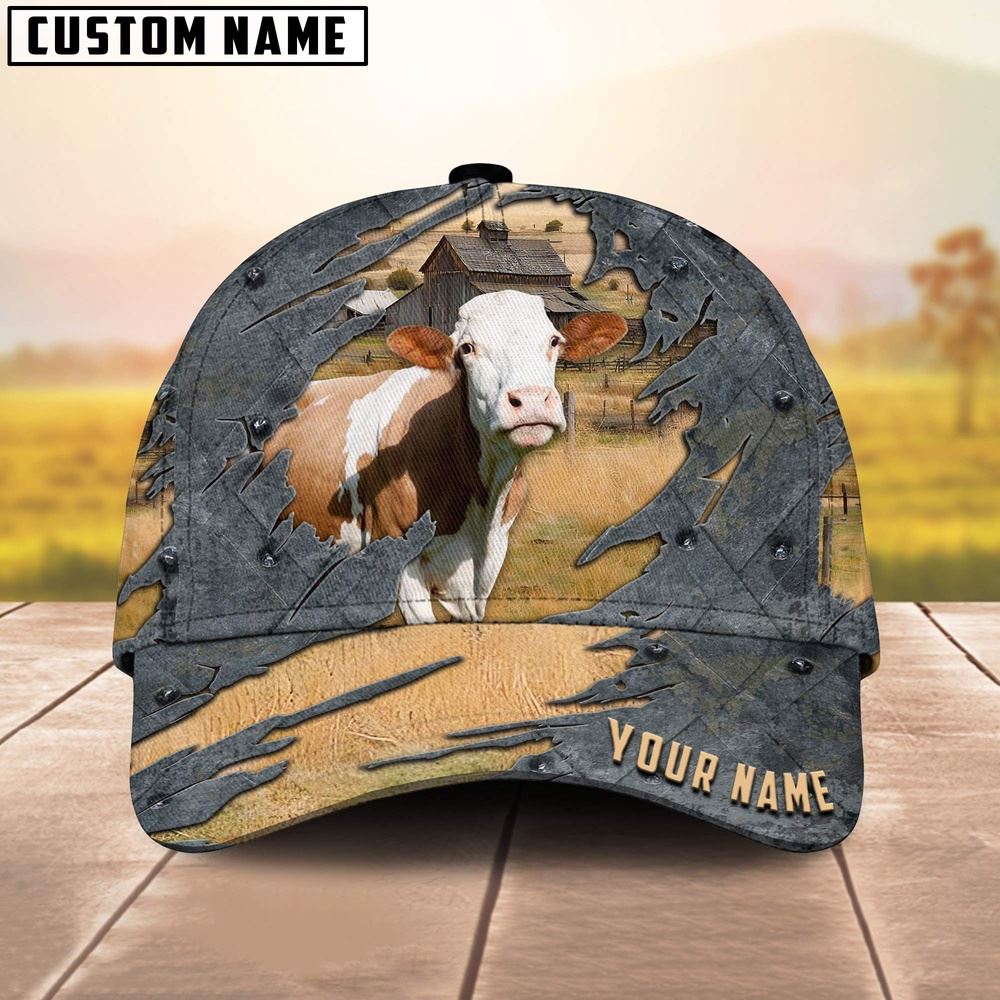 Adeenyc Fleckvieh Customized Name Cap, Farm Cap, Farmer Baseball Cap, Cow Cap, Cow Gift, Farm Animal Hat Trucker Hats Custom Hats Gifts For Men & Women