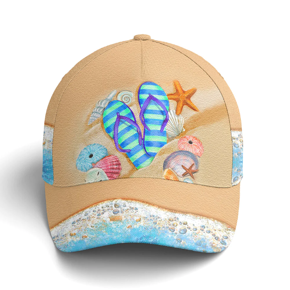 Adeenyc Flip Flop Beach Vector Art Baseball Cap All Over Print Trucker Hats Custom Hats Gifts For Men & Women