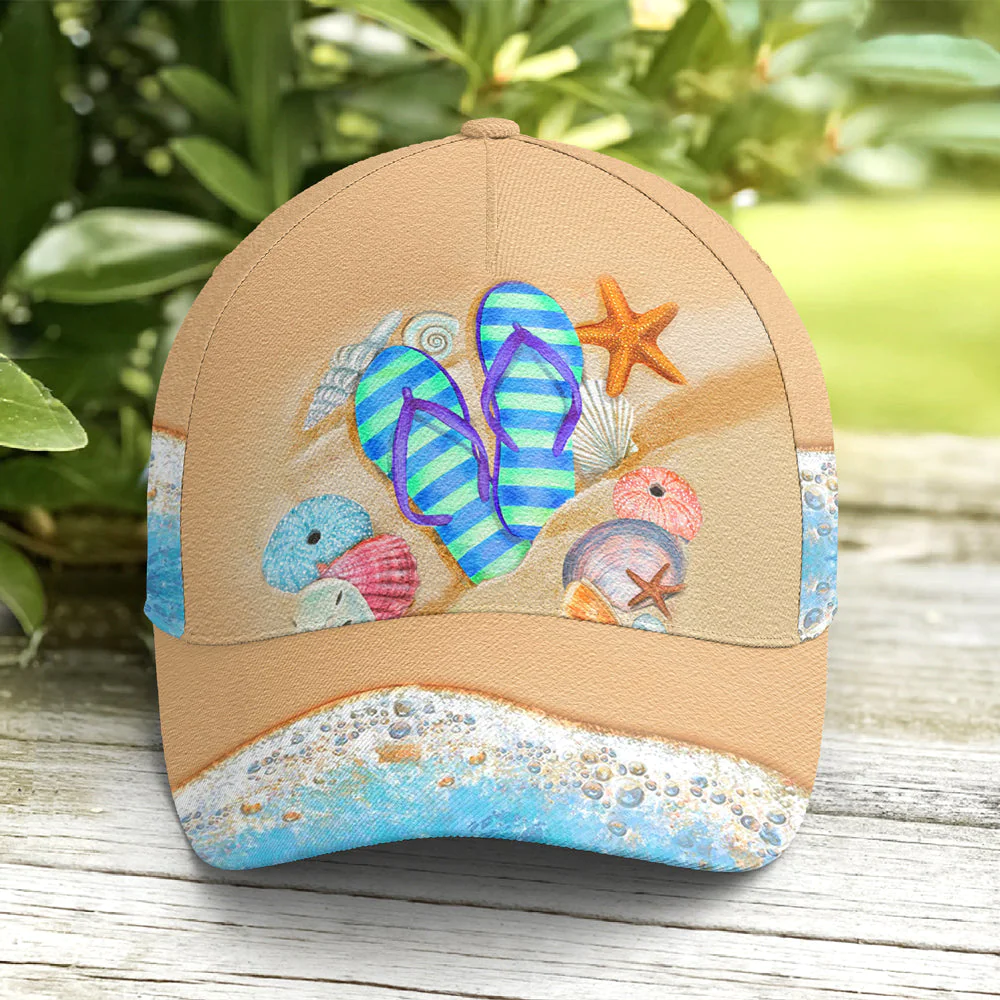 Adeenyc Flip Flop Beach Vector Art Baseball Cap All Over Print Trucker Hats Custom Hats Gifts For Men & Women