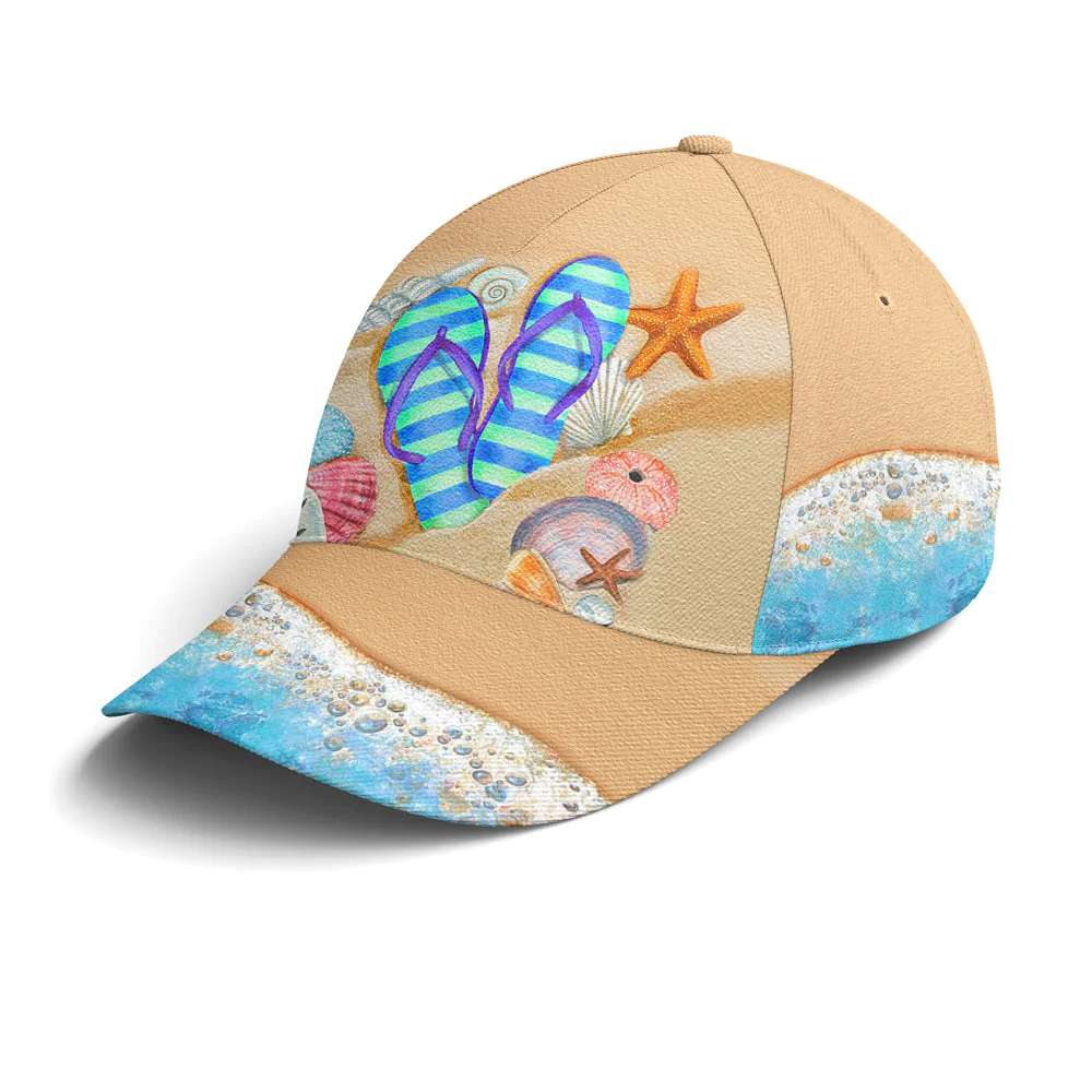 Adeenyc Flip Flop Beach Vector Art Baseball Cap All Over Print Trucker Hats Custom Hats Gifts For Men & Women