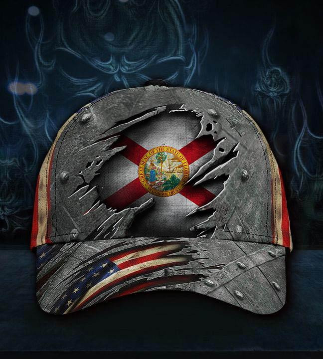 Adeenyc Florida State Flag Hat 3D Printed Vintage US Flag Cap Proud Florida Cap For Men Gift Idea Classic Cap Trucker Hats Custom Hats Gifts For Men & Women