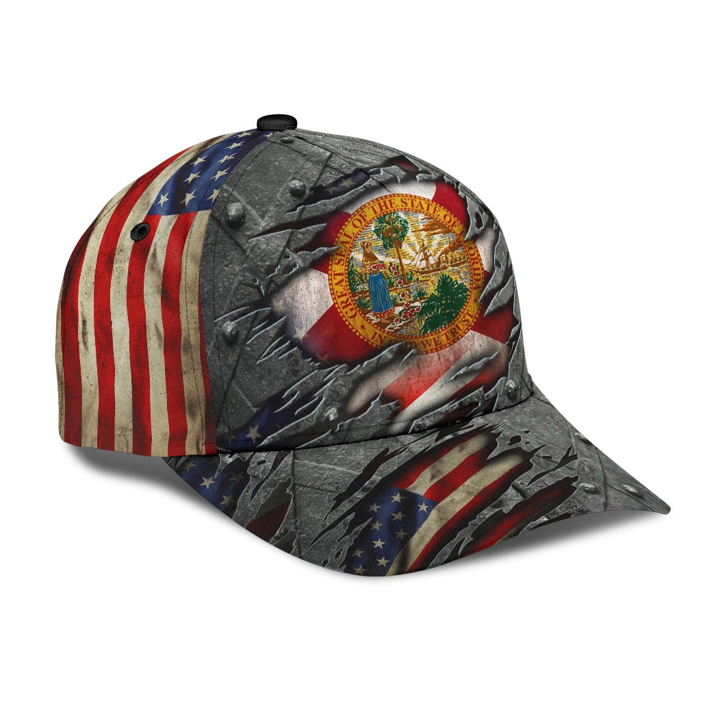 Adeenyc - Florida Us Flag Classic Cap Baseball Hat Trucker Hats Custom Hats Gifts For Men & Women