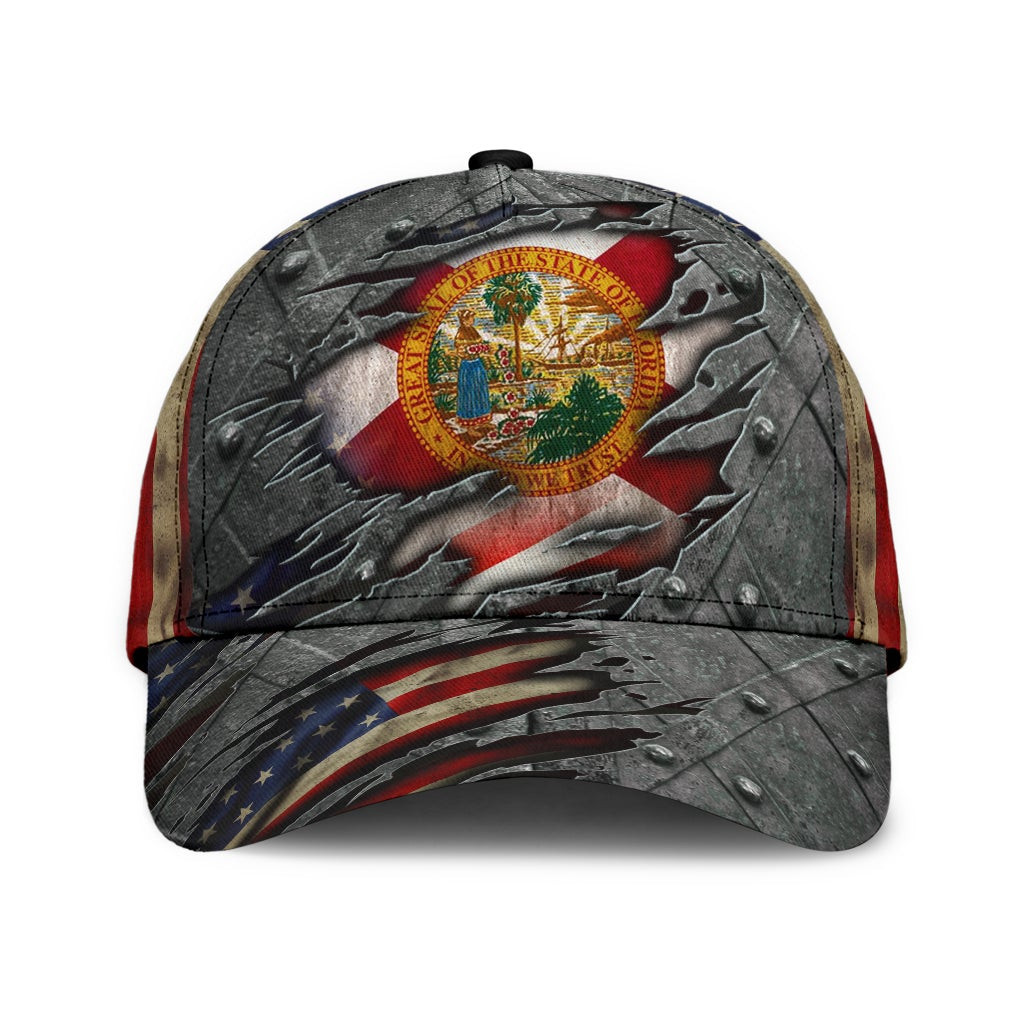 Adeenyc - Florida Us Flag Classic Cap Baseball Hat Trucker Hats Custom Hats Gifts For Men & Women