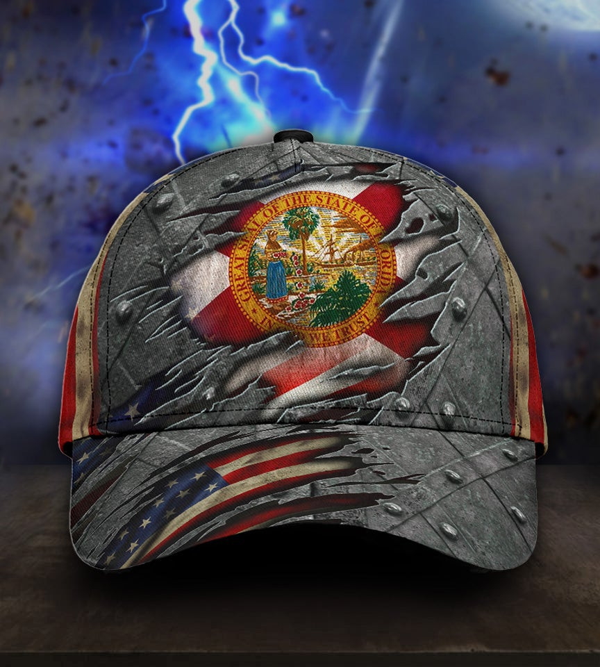 Adeenyc - Florida Us Flag Classic Cap Baseball Hat Trucker Hats Custom Hats Gifts For Men & Women