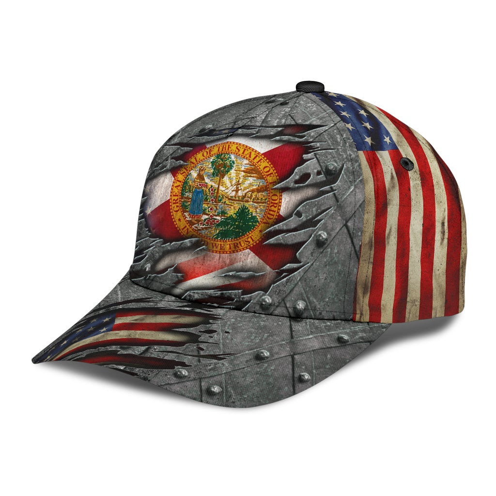 Adeenyc - Florida Us Flag Classic Cap Baseball Hat Trucker Hats Custom Hats Gifts For Men & Women