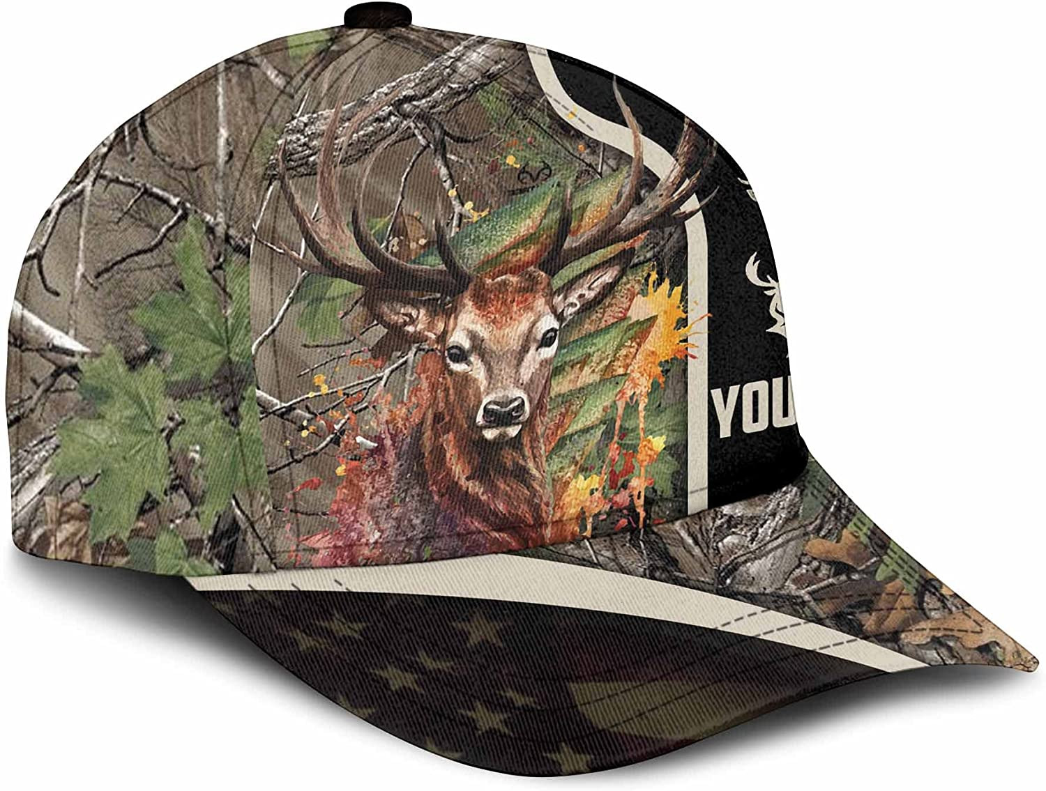 Adeenyc Forest Camo Deer Hunting Personalized Name Cap, Personalized Classic Hats For Men, Deer Hunting Hat Trucker Hats Custom Hats Gifts For Men & Women