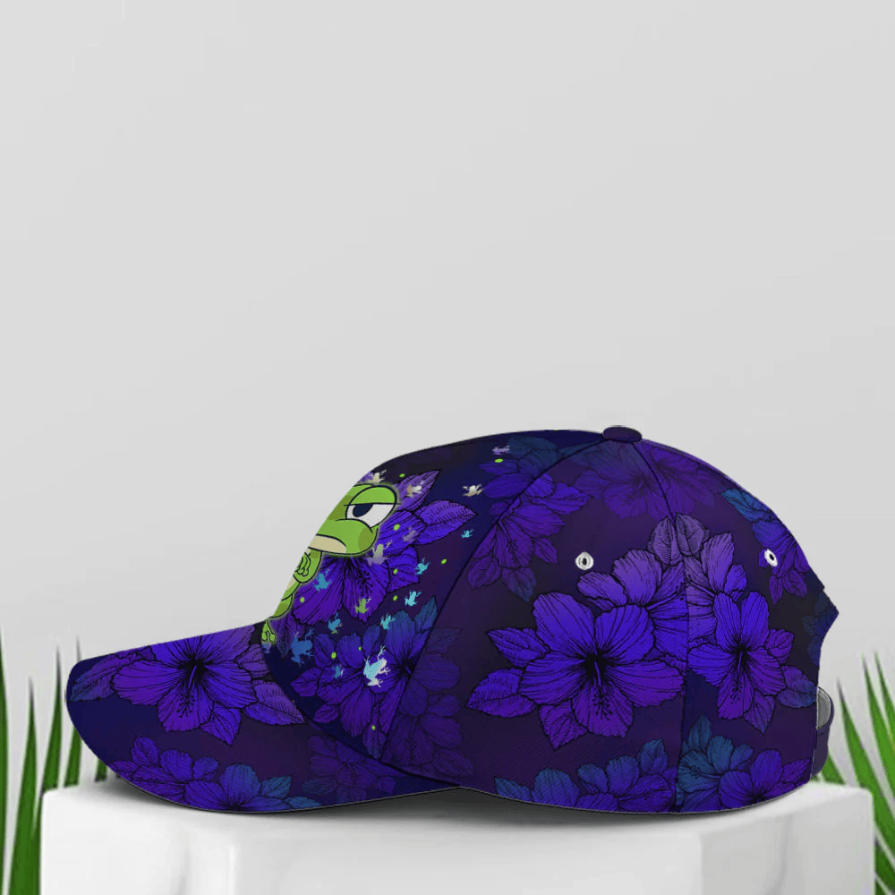 Adeenyc Frogs Floral Pattern Purple Baseball Cap Trucker Hats Custom Hats Gifts For Men & Women