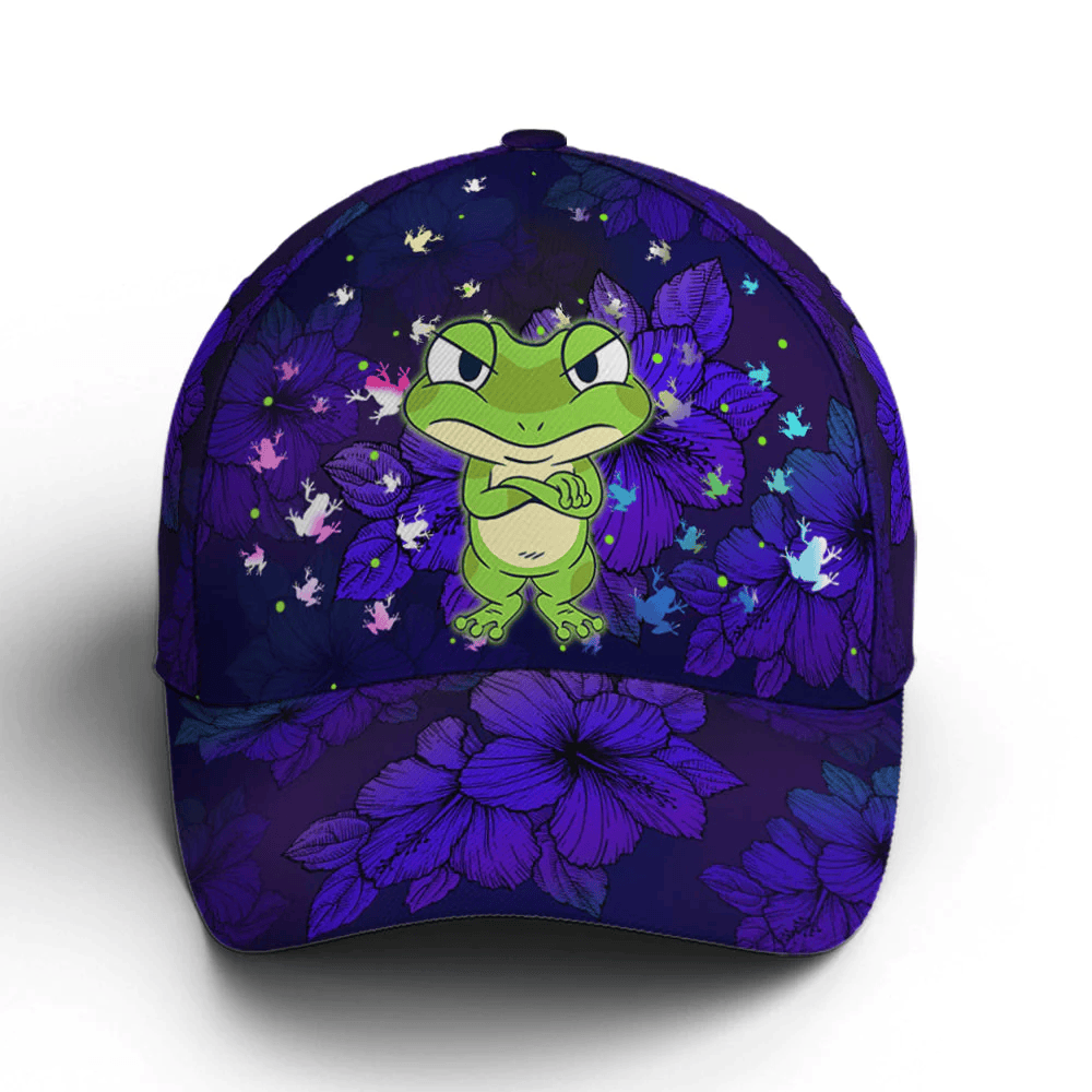 Adeenyc Frogs Floral Pattern Purple Baseball Cap Trucker Hats Custom Hats Gifts For Men & Women