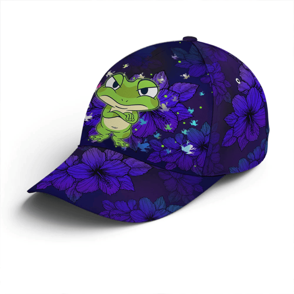 Adeenyc Frogs Floral Pattern Purple Baseball Cap Trucker Hats Custom Hats Gifts For Men & Women