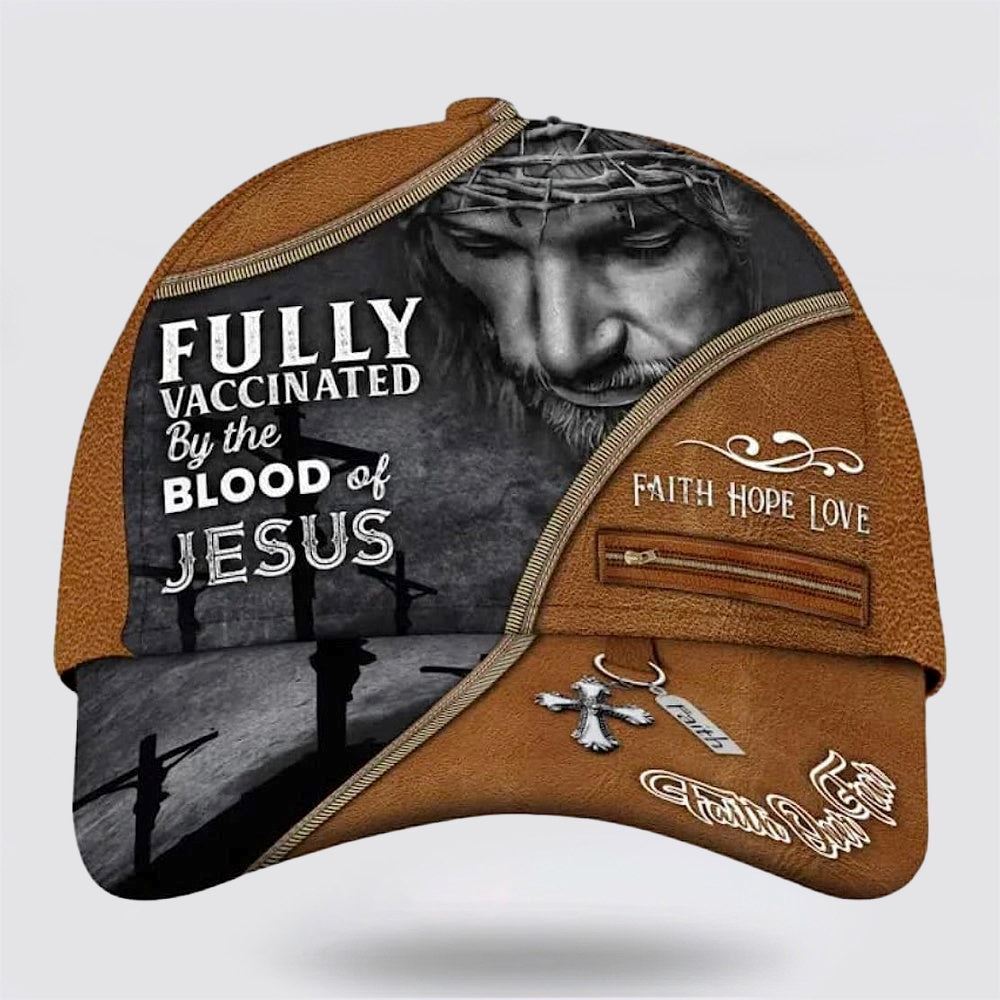Adeenyc Fully Vaccinated By The Blood Of Jesus On The Cross All Over Print Baseball Cap, God Baseball Cap, Christian Cap, Christian Hat Trucker Hats Custom Hats Gifts For Men & Women