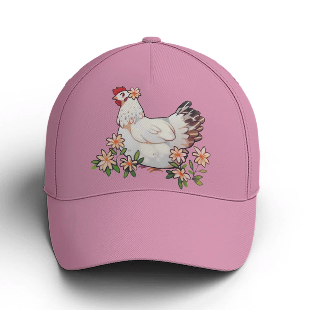 Adeenyc Funny Chicken Countryside Pink Baseball Cap Trucker Hats Custom Hats Gifts For Men & Women