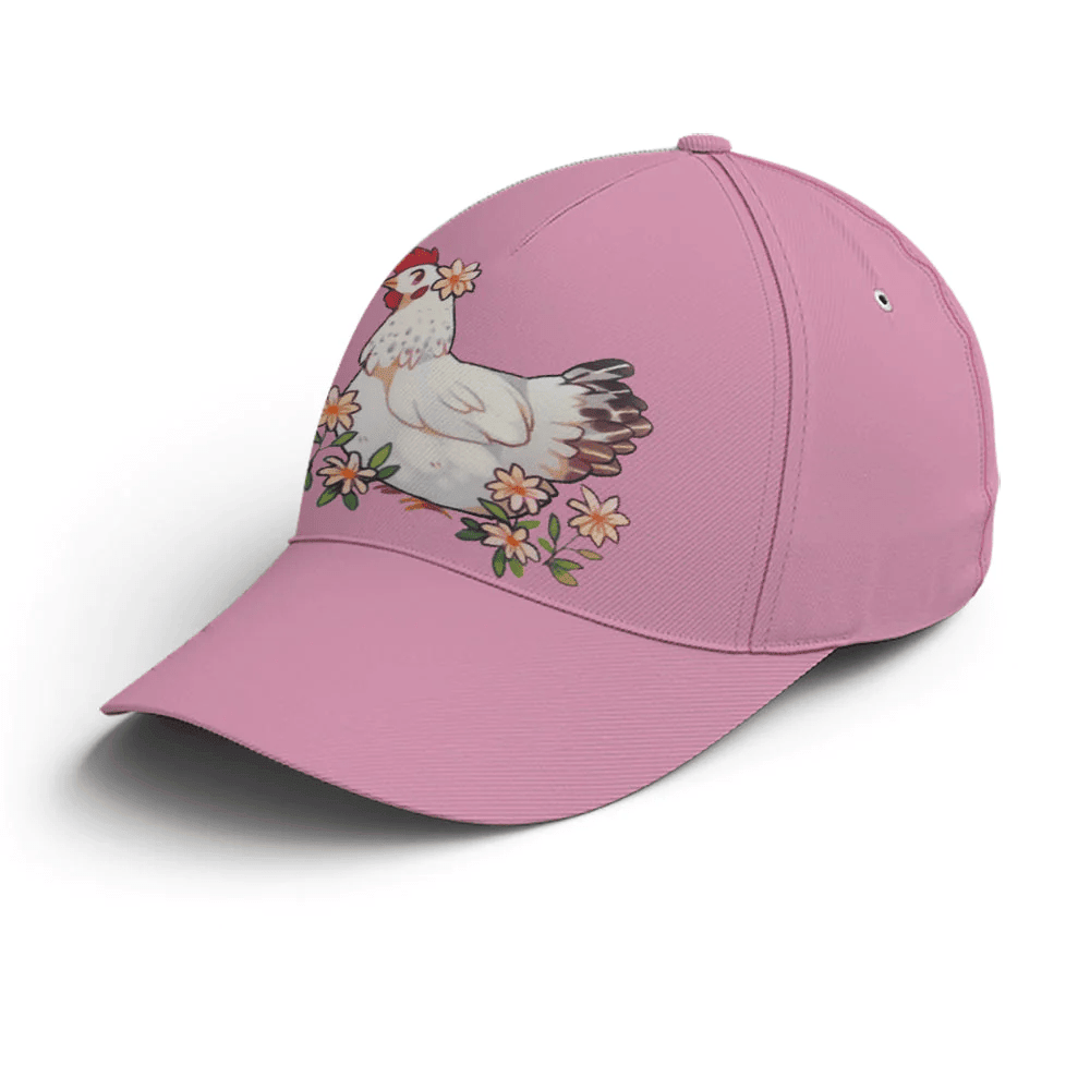 Adeenyc Funny Chicken Countryside Pink Baseball Cap Trucker Hats Custom Hats Gifts For Men & Women