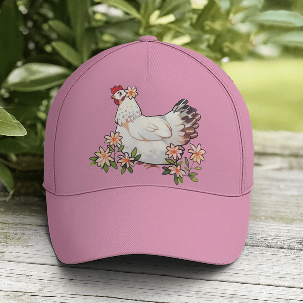 Adeenyc Funny Chicken Countryside Pink Baseball Cap Trucker Hats Custom Hats Gifts For Men & Women