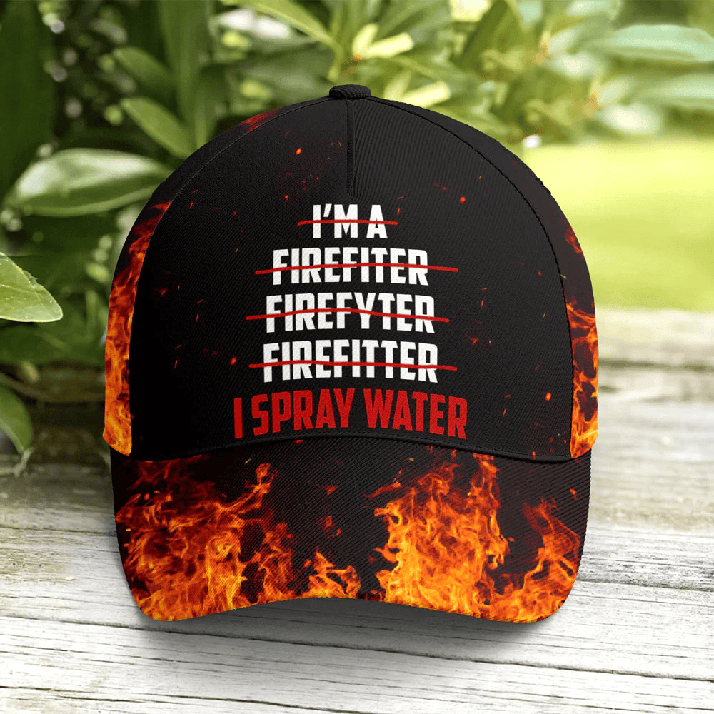 Adeenyc Funny Firefighter Spray Water Baseball Cap Trucker Hats Custom Hats Gifts For Men & Women