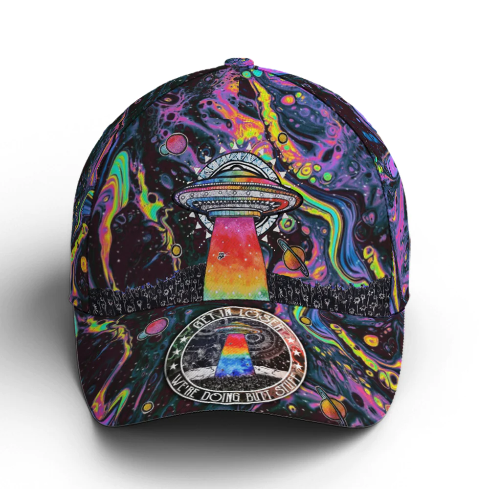 Adeenyc Get In Loser Psychedelic Style Spaceship Baseball Cap Trucker Hats Custom Hats Gifts For Men & Women