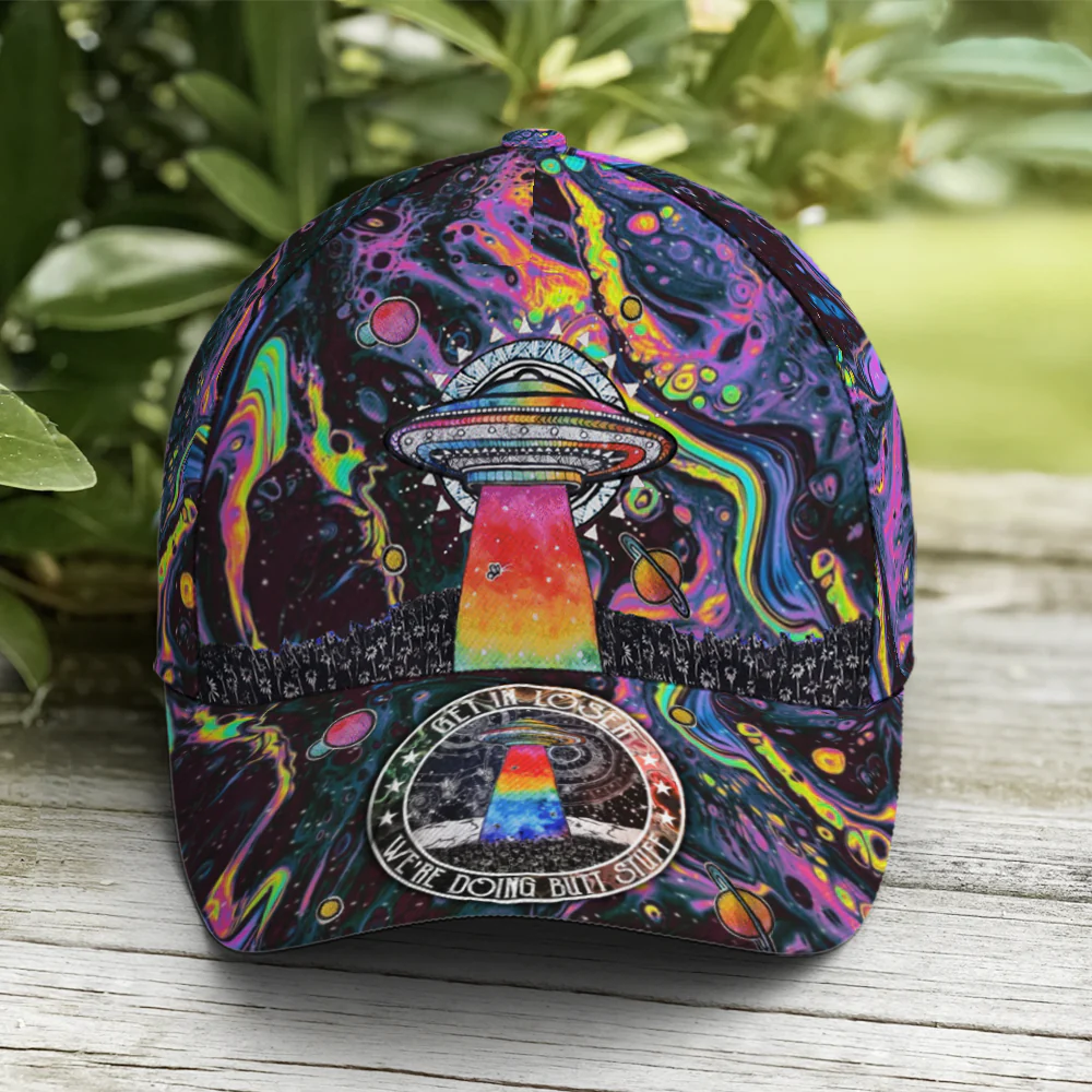 Adeenyc Get In Loser Psychedelic Style Spaceship Baseball Cap Trucker Hats Custom Hats Gifts For Men & Women