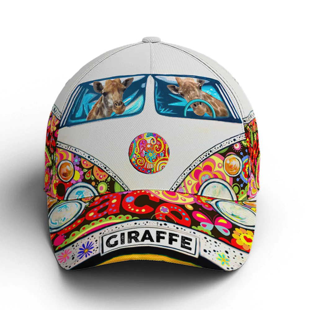 Adeenyc Giraffes On The Van Colorful Print Baseball Cap Trucker Hats Custom Hats Gifts For Men & Women