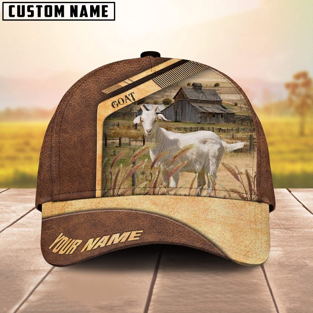 Adeenyc Goat Customized Name Brown Farm Cap, Farm Cap, Farmer Baseball Cap, Cow Cap, Cow Gift, Farm Animal Hat Trucker Hats Custom Hats Gifts For Men & Women