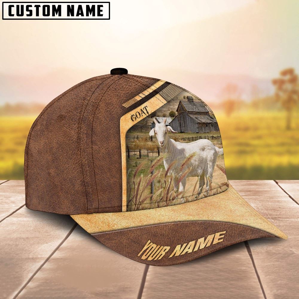 Adeenyc Goat Customized Name Brown Farm Cap, Farm Cap, Farmer Baseball Cap, Cow Cap, Cow Gift, Farm Animal Hat Trucker Hats Custom Hats Gifts For Men & Women