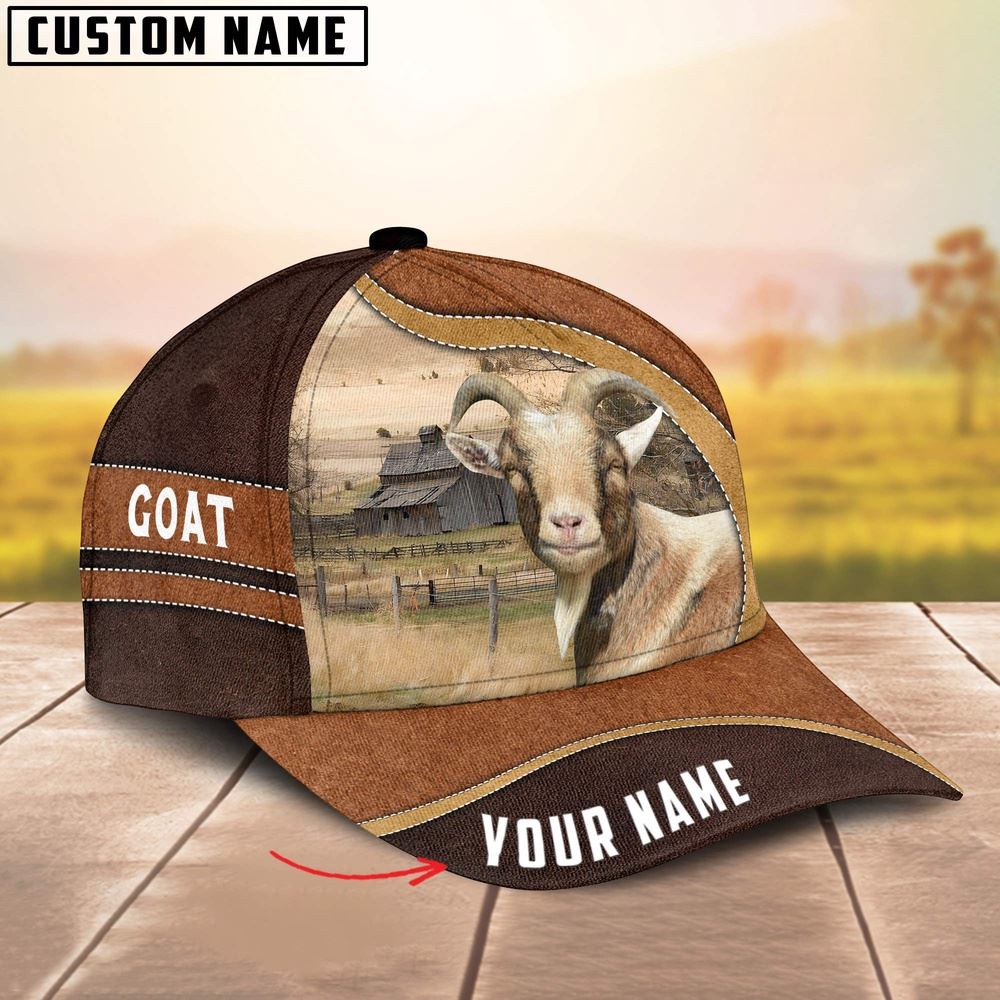 Adeenyc Goat Happy Face Customized Name Cap, Farm Cap, Farmer Baseball Cap, Cow Cap, Cow Gift, Farm Animal Hat Trucker Hats Custom Hats Gifts For Men & Women
