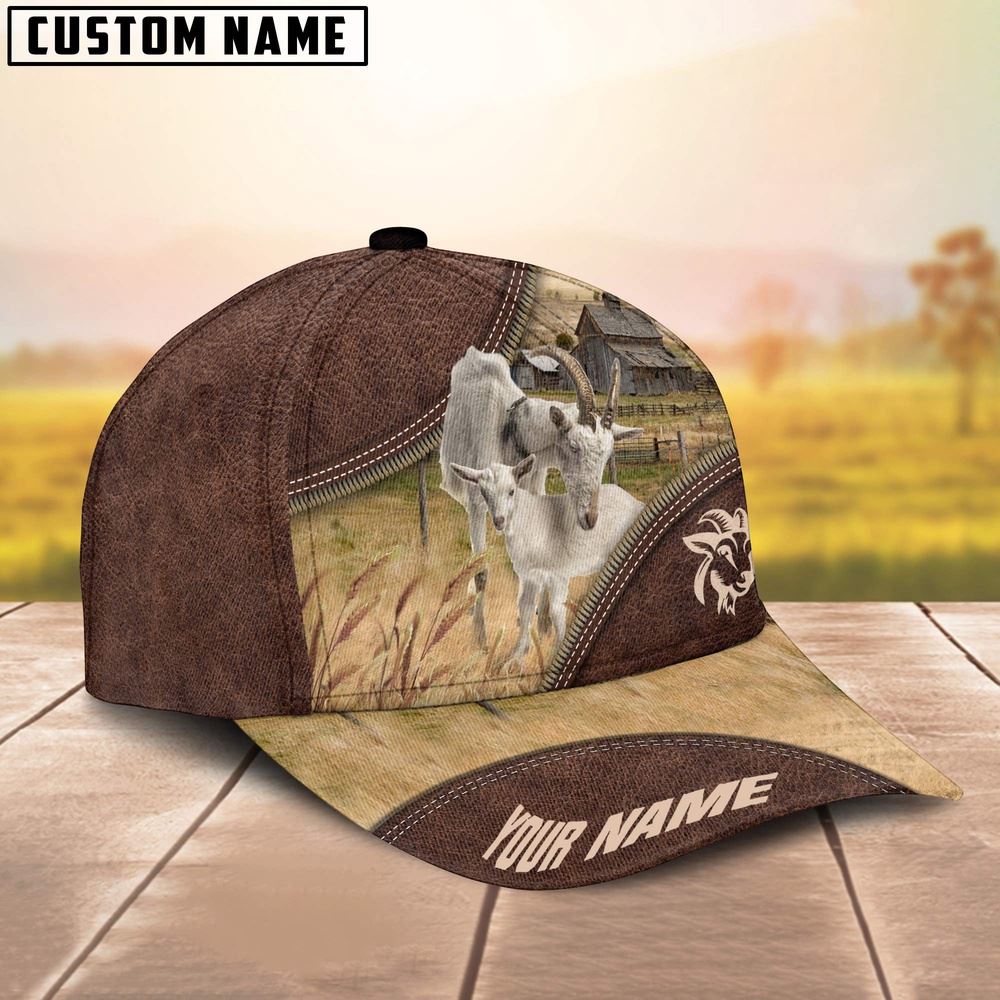 Adeenyc Goat On The Farm Customized Name 3D Brown Cap, Farm Cap, Farmer Baseball Cap, Cow Cap, Cow Gift, Farm Animal Hat Trucker Hats Custom Hats Gifts For Men & Women