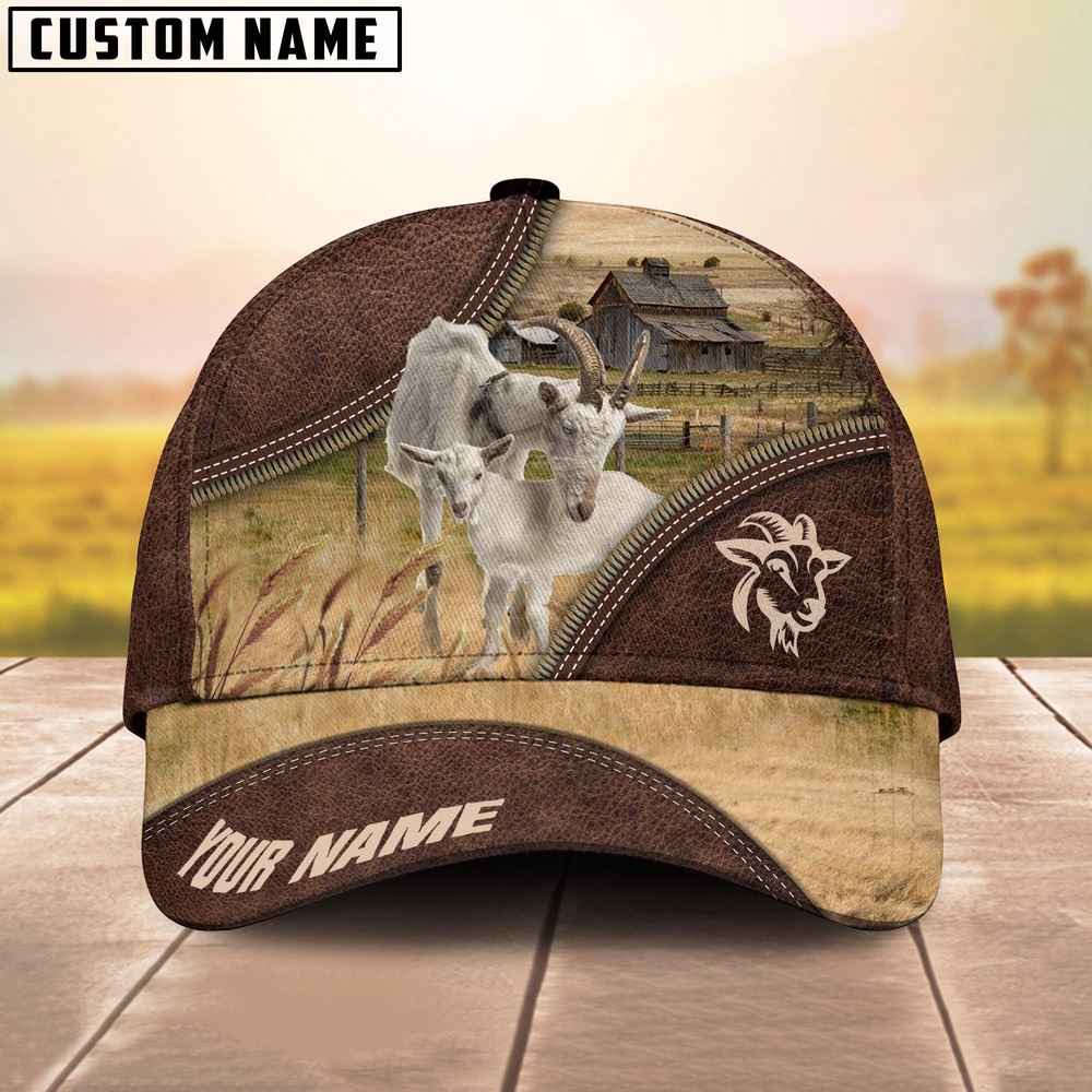 Adeenyc Goat On The Farm Customized Name 3D Brown Cap, Farm Cap, Farmer Baseball Cap, Cow Cap, Cow Gift, Farm Animal Hat Trucker Hats Custom Hats Gifts For Men & Women