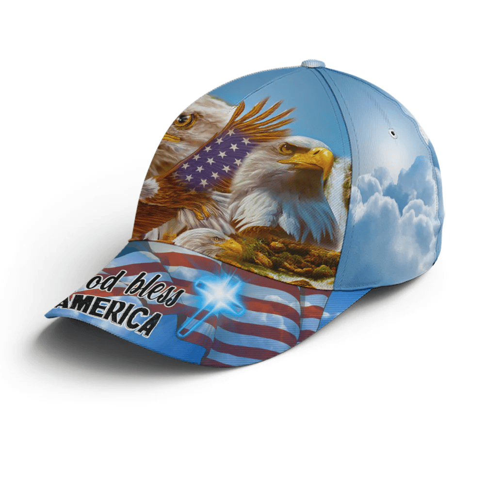 Adeenyc God Bless America Bald Eagle Baseball Cap Trucker Hats Custom Hats Gifts For Men & Women