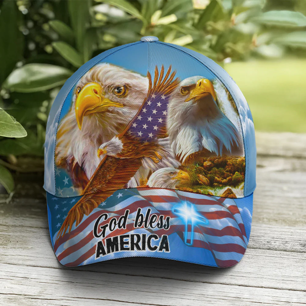 Adeenyc God Bless America Bald Eagle Baseball Cap Trucker Hats Custom Hats Gifts For Men & Women