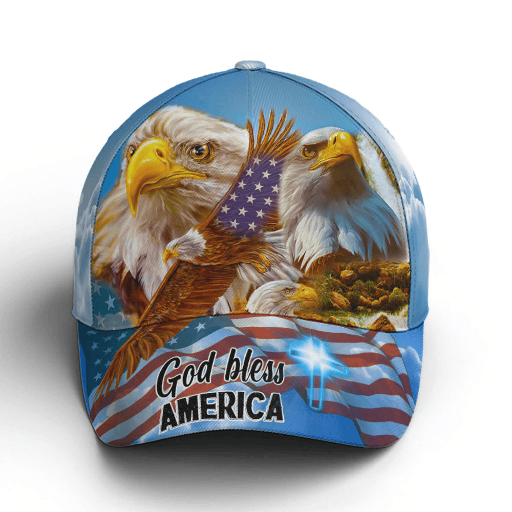 Adeenyc God Bless America Bald Eagle Baseball Cap Trucker Hats Custom Hats Gifts For Men & Women