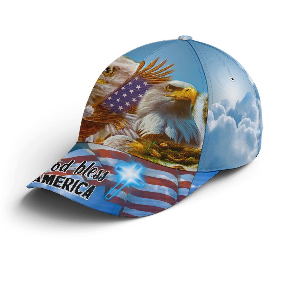 Adeenyc God Bless America Bald Eagle Baseball Cap, Christian Baseball Cap, Religious Cap, Christian Hat Trucker Hats Custom Hats Gifts For Men & Women