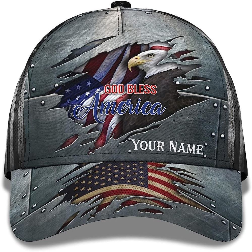 Adeenyc God Bless America Bald Eagle Patriotic Baseball Cap, Christian Baseball Cap, Religious Cap, Christian Hat Trucker Hats Custom Hats Gifts For Men & Women