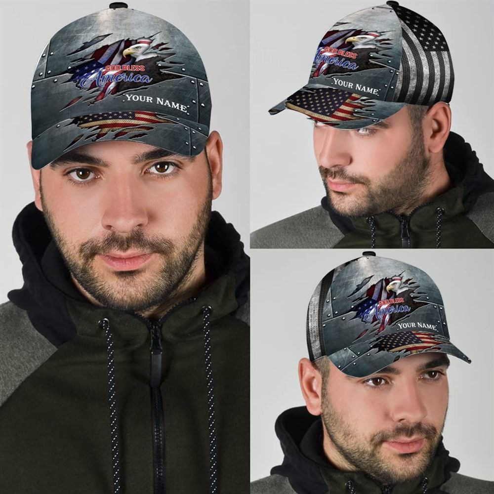 Adeenyc God Bless America Bald Eagle Patriotic Baseball Cap, Christian Baseball Cap, Religious Cap, Christian Hat Trucker Hats Custom Hats Gifts For Men & Women