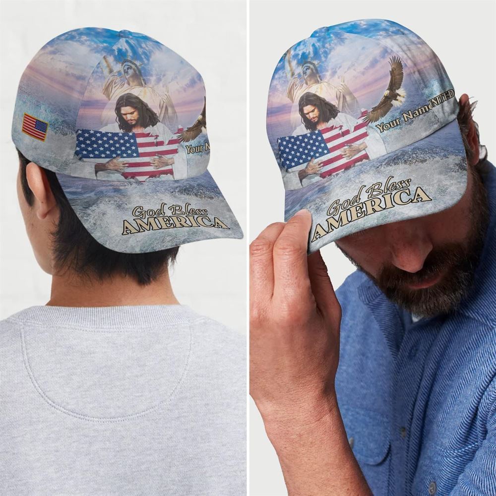 Adeenyc God Bless America Eagle Ball For Independence All Over Print Baseball Cap, God Baseball Cap, Christian Cap, Christian Hat Trucker Hats Custom Hats Gifts For Men & Women
