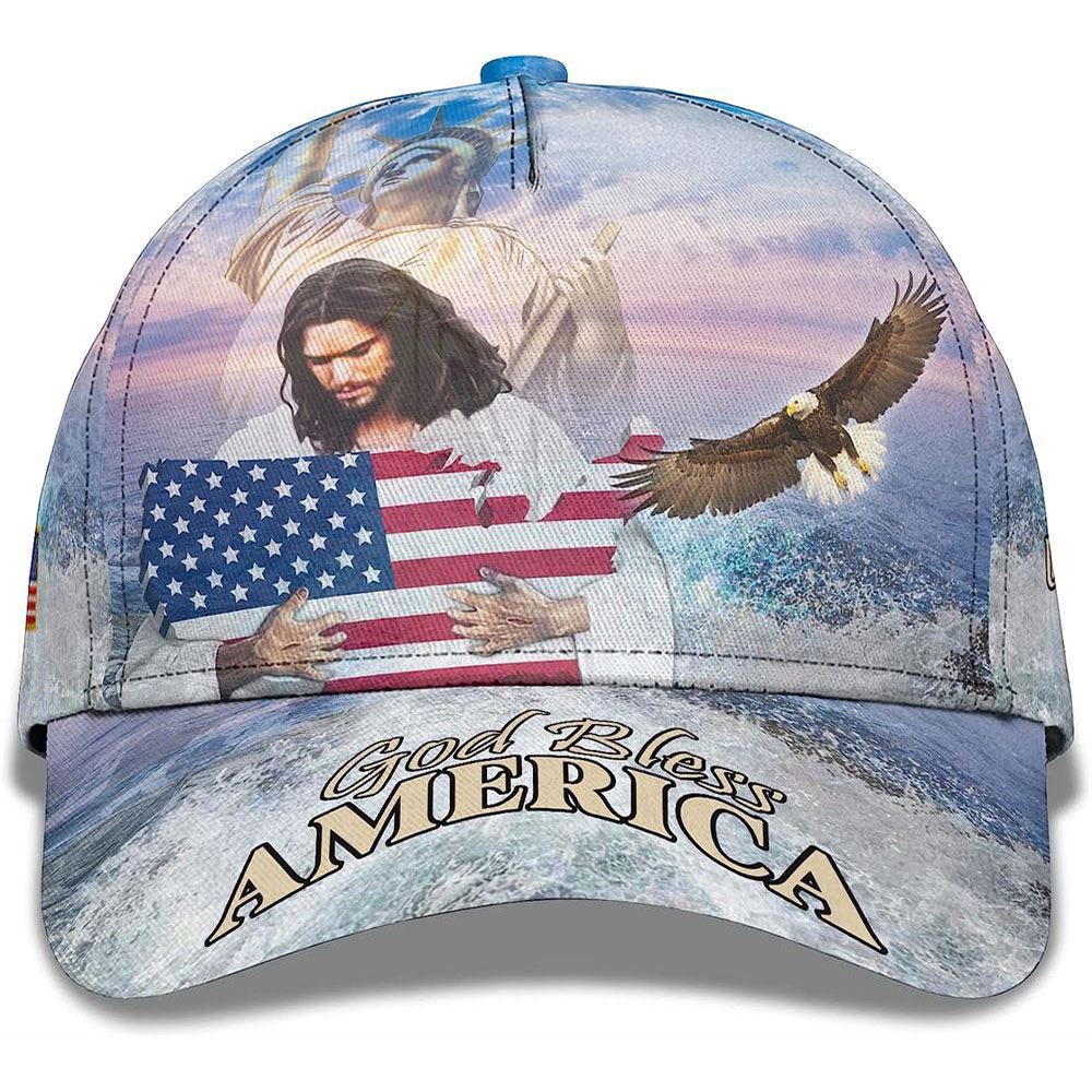 Adeenyc God Bless America Eagle Ball For Independence All Over Print Baseball Cap, God Baseball Cap, Christian Cap, Christian Hat Trucker Hats Custom Hats Gifts For Men & Women