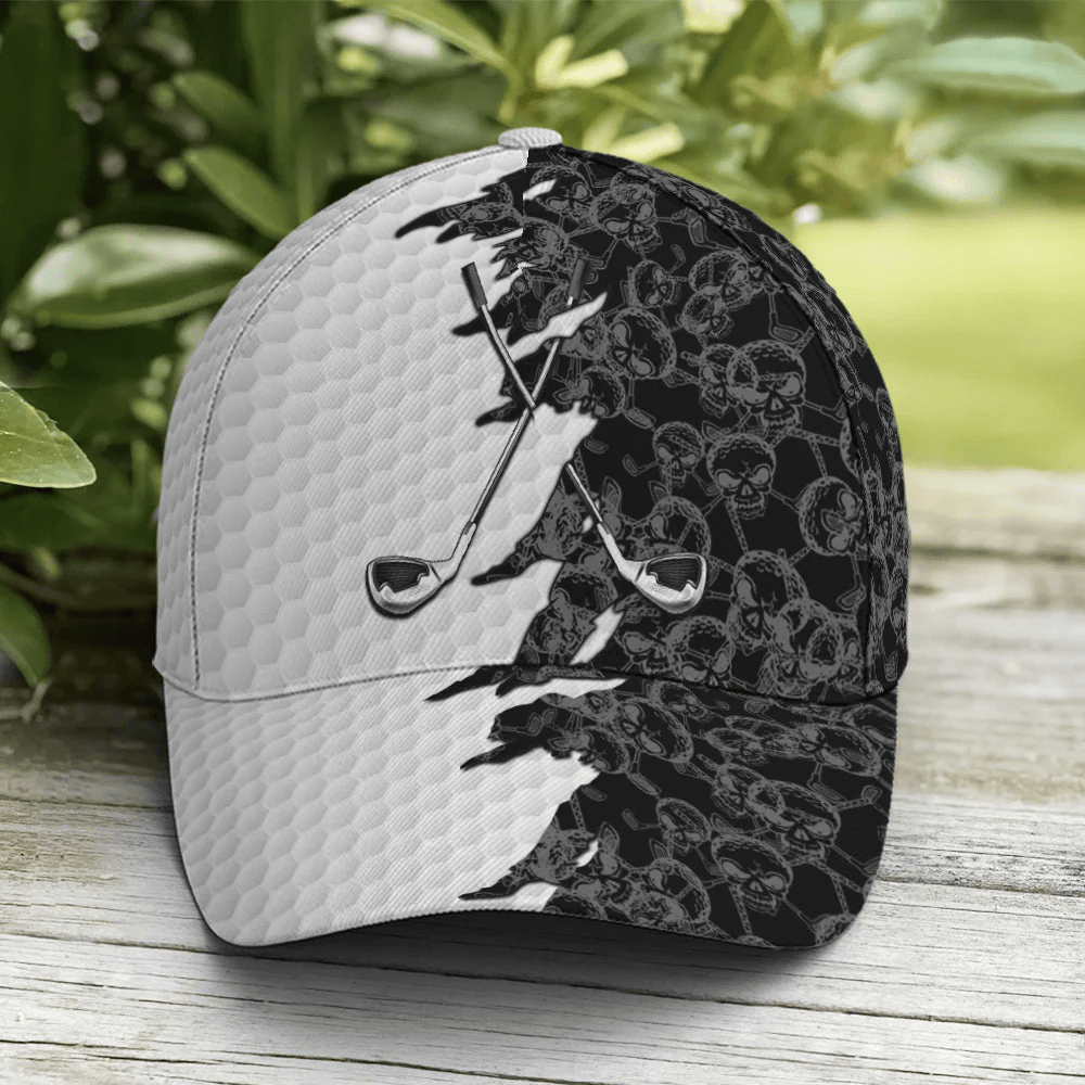 Adeenyc Golf Skull Pattern Baseball Cap All Over Print Trucker Hats Custom Hats Gifts For Men & Women