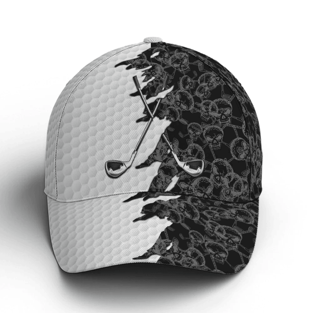 Adeenyc Golf Skull Pattern Baseball Cap All Over Print Trucker Hats Custom Hats Gifts For Men & Women